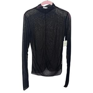 Free People On The Dot Layering Top Black Size XL